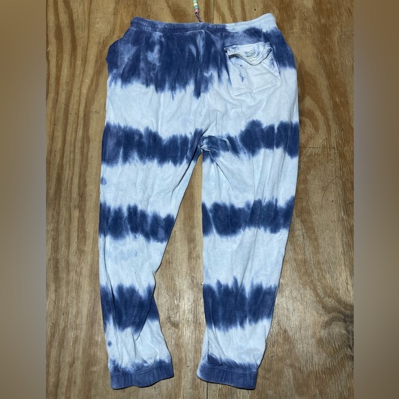LoveShackFancy Blue Stripe Tie-Dye Santinella Pant w/ Patches women Large @B5 - Picture 3 of 8